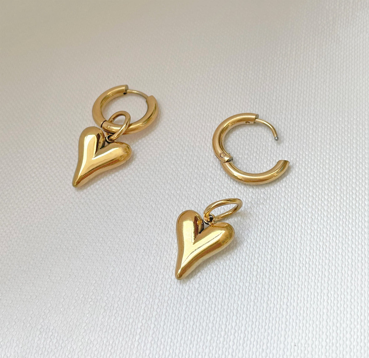 gold heart huggie earrings watereproof jewelry