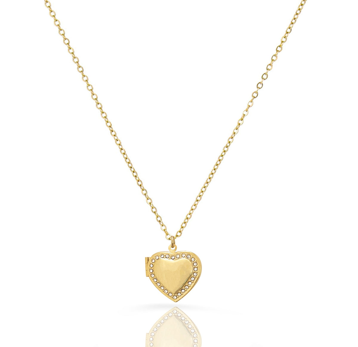 gold heart locket necklace waterproof jewelry