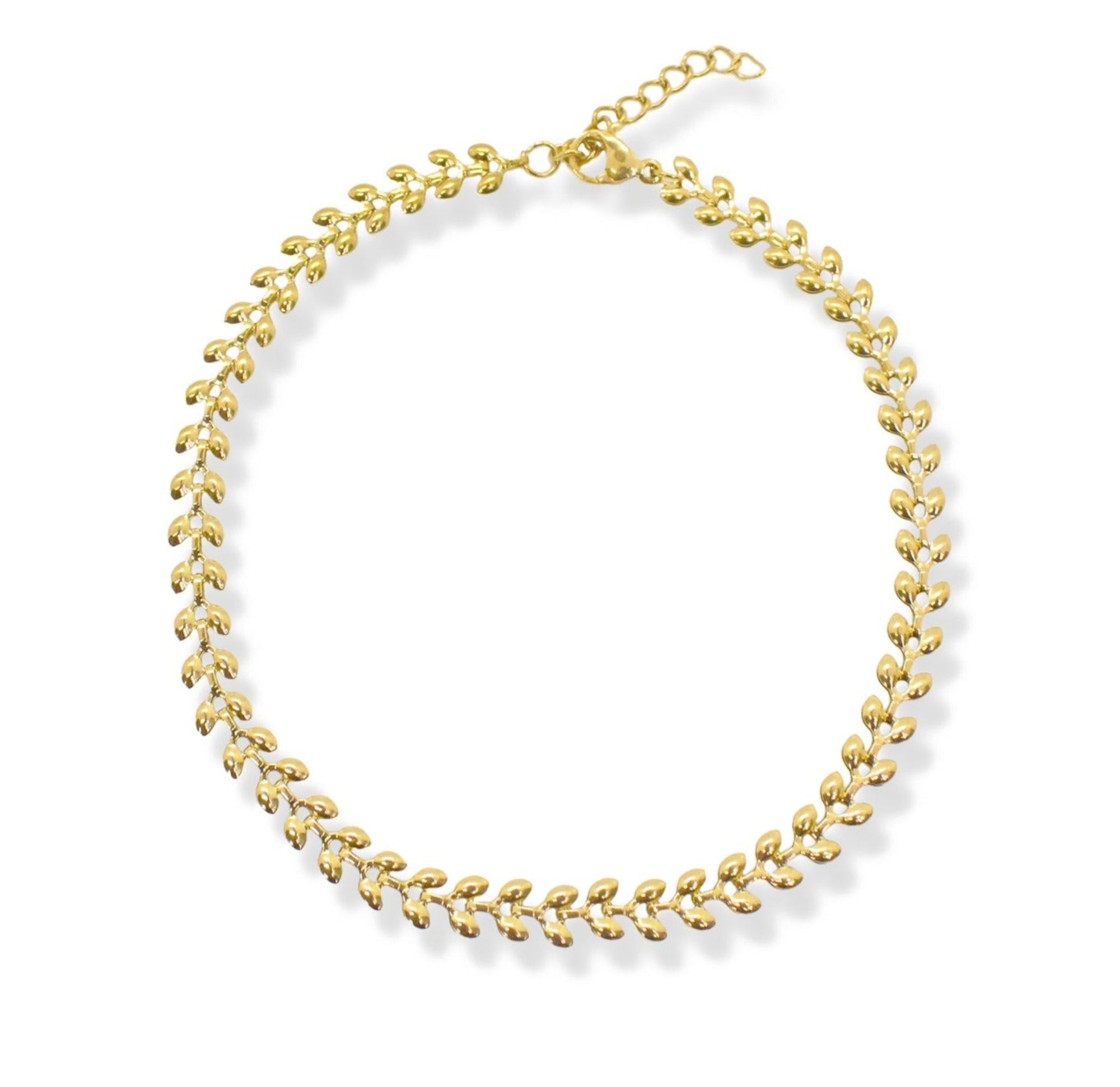 gold leaf chain anklet waterproof jewelry