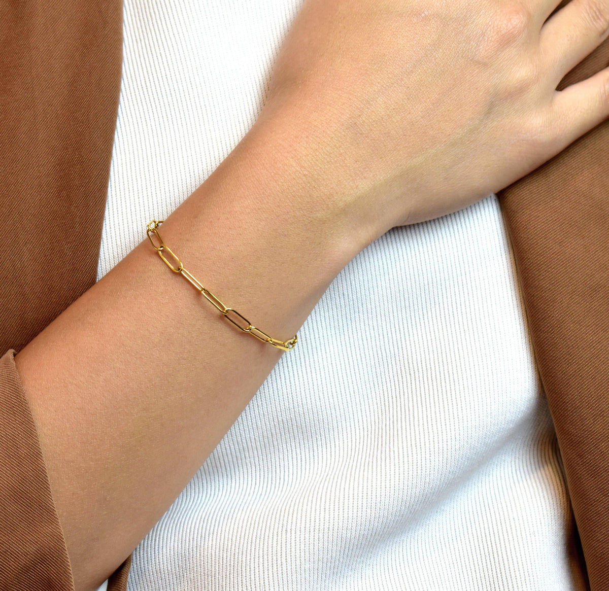 gold paperclip bracelet tarnish free
