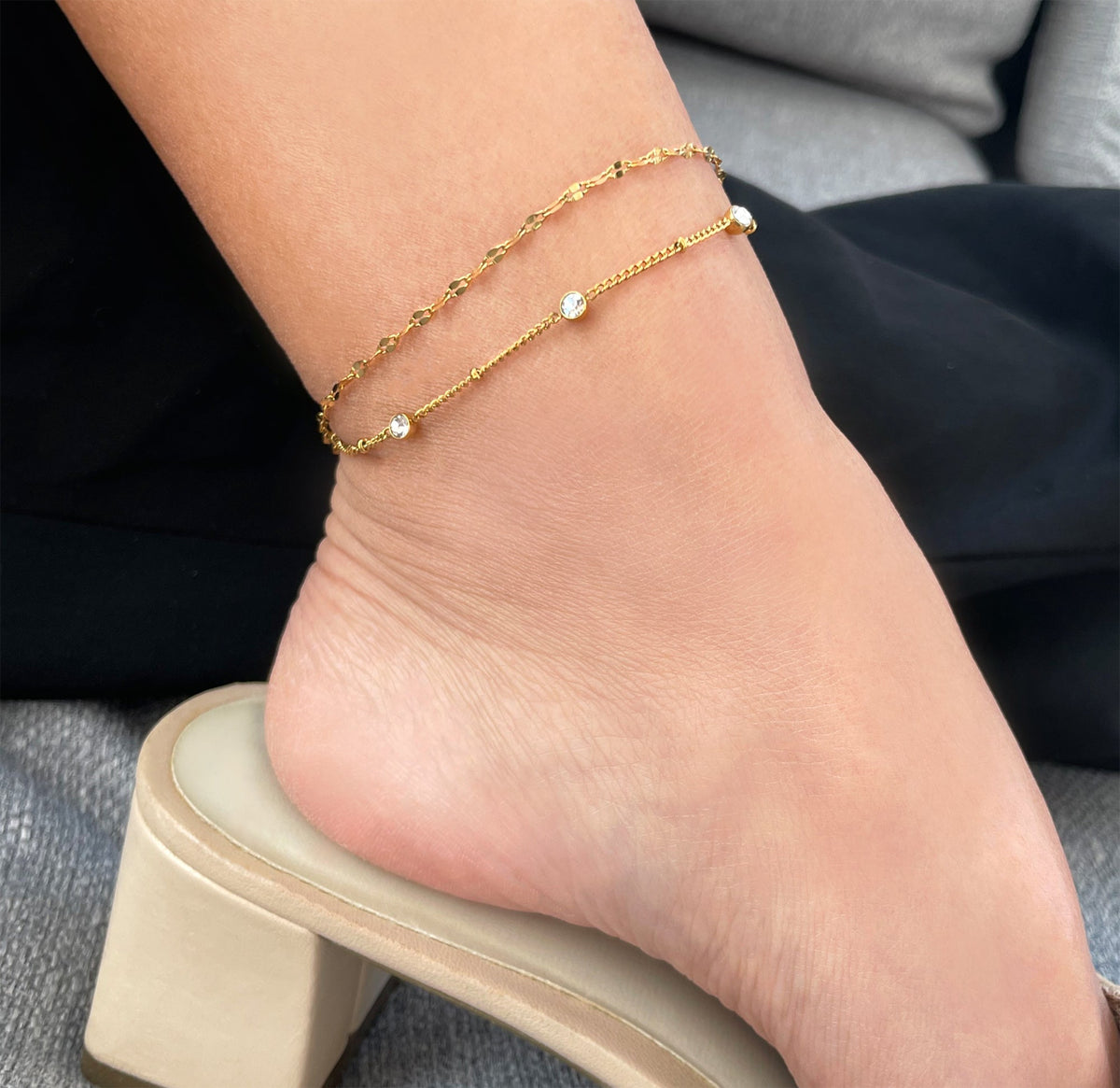 gold dainty chain anklet waterproof jewelry