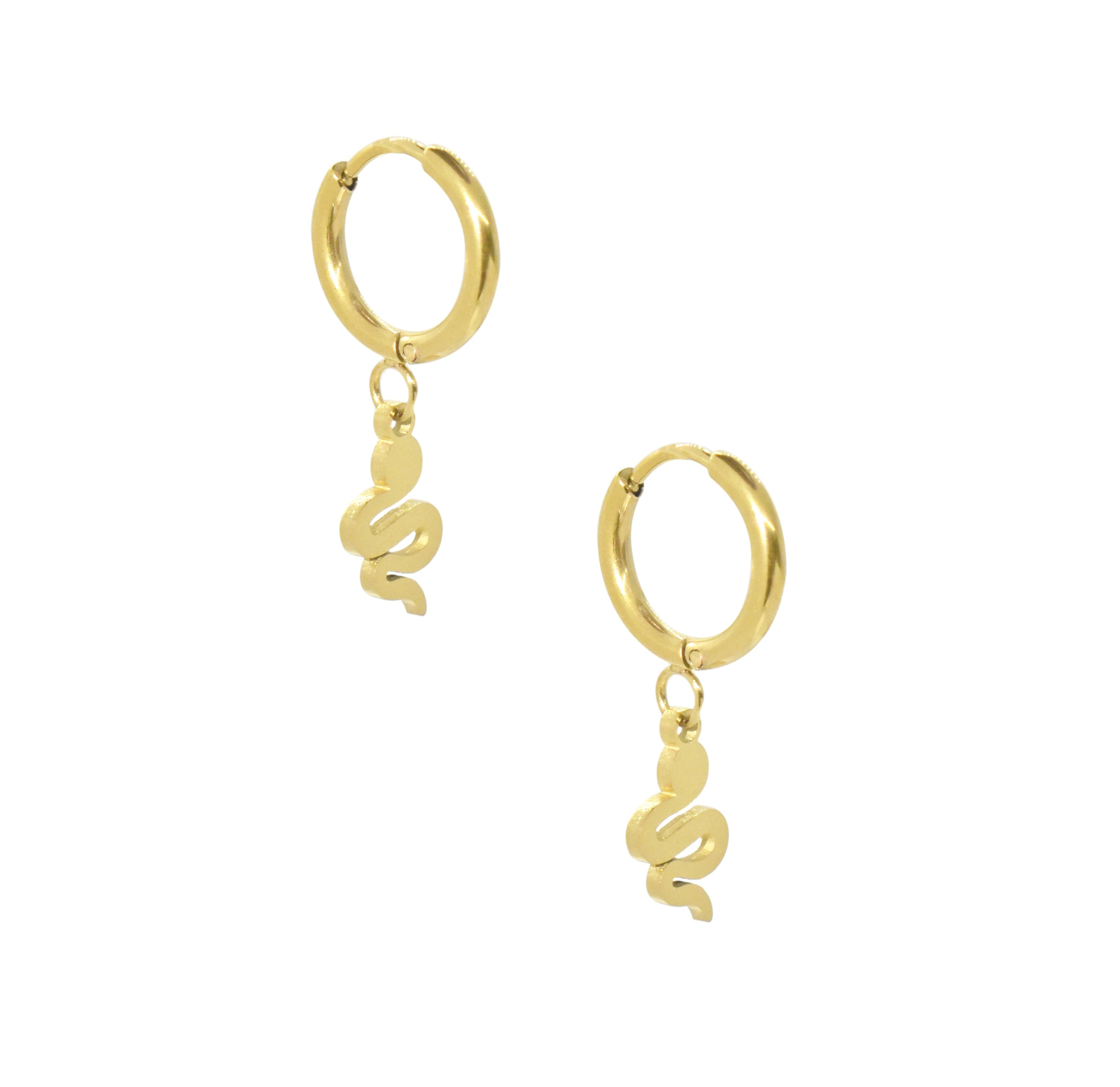 gold snake huggie hoop earring waterproof jewelry