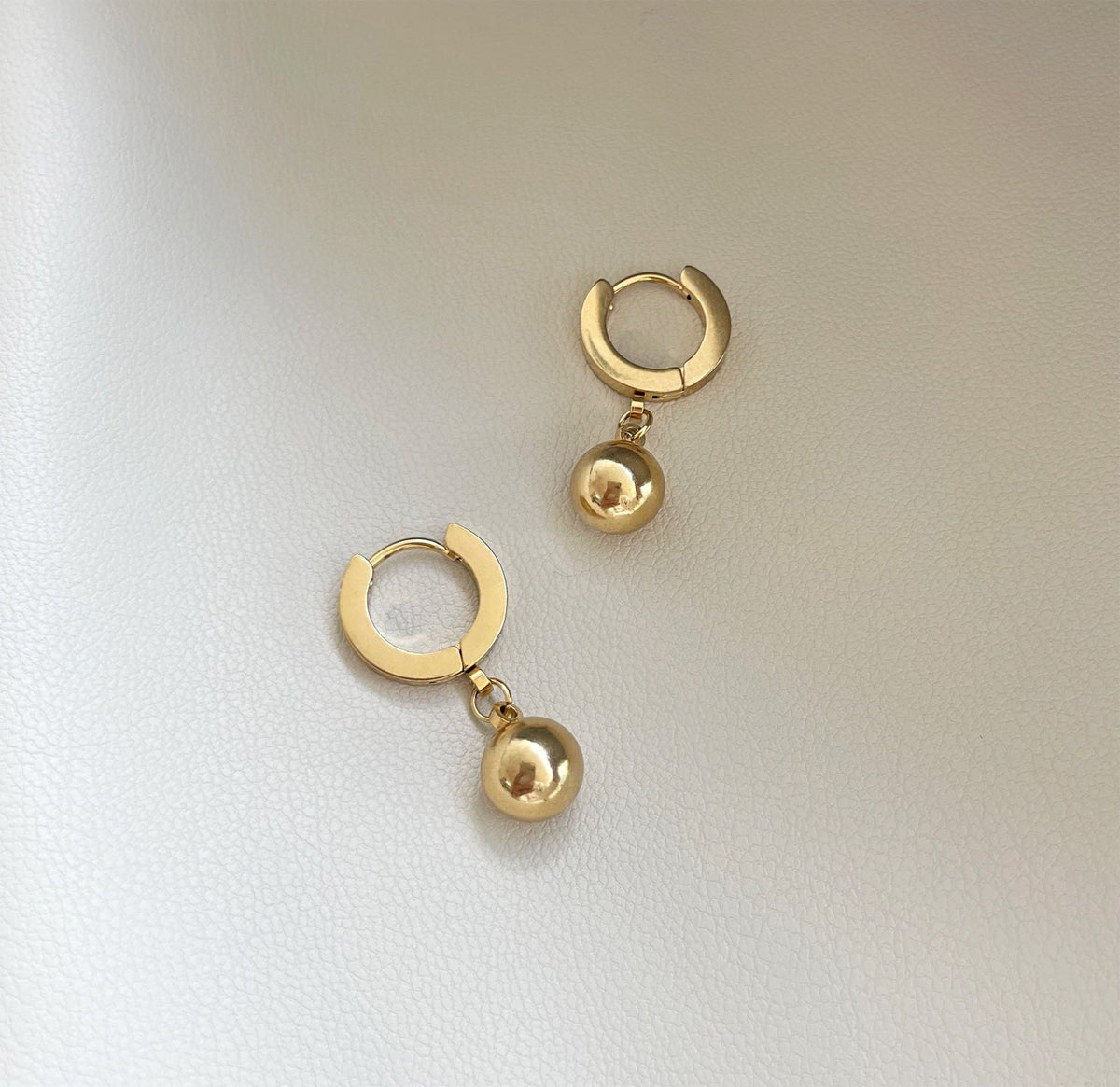 gold ball drop huggie earrings waterproof jewelry