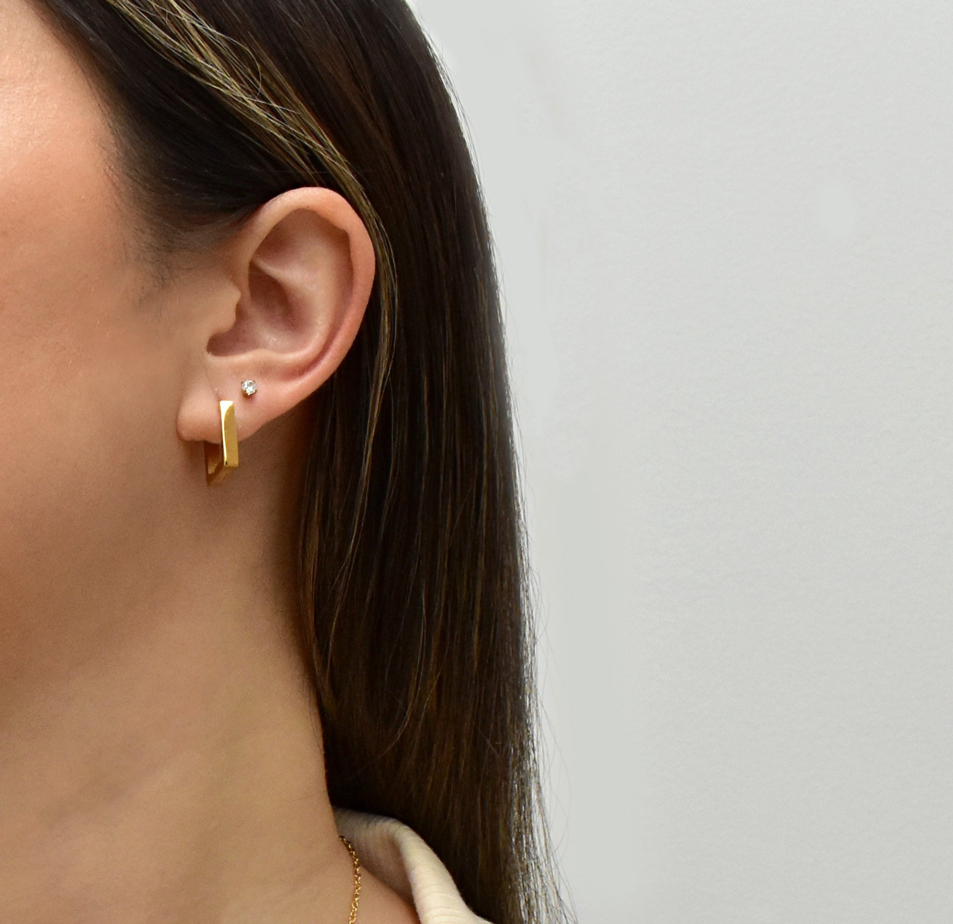 gold square earring
