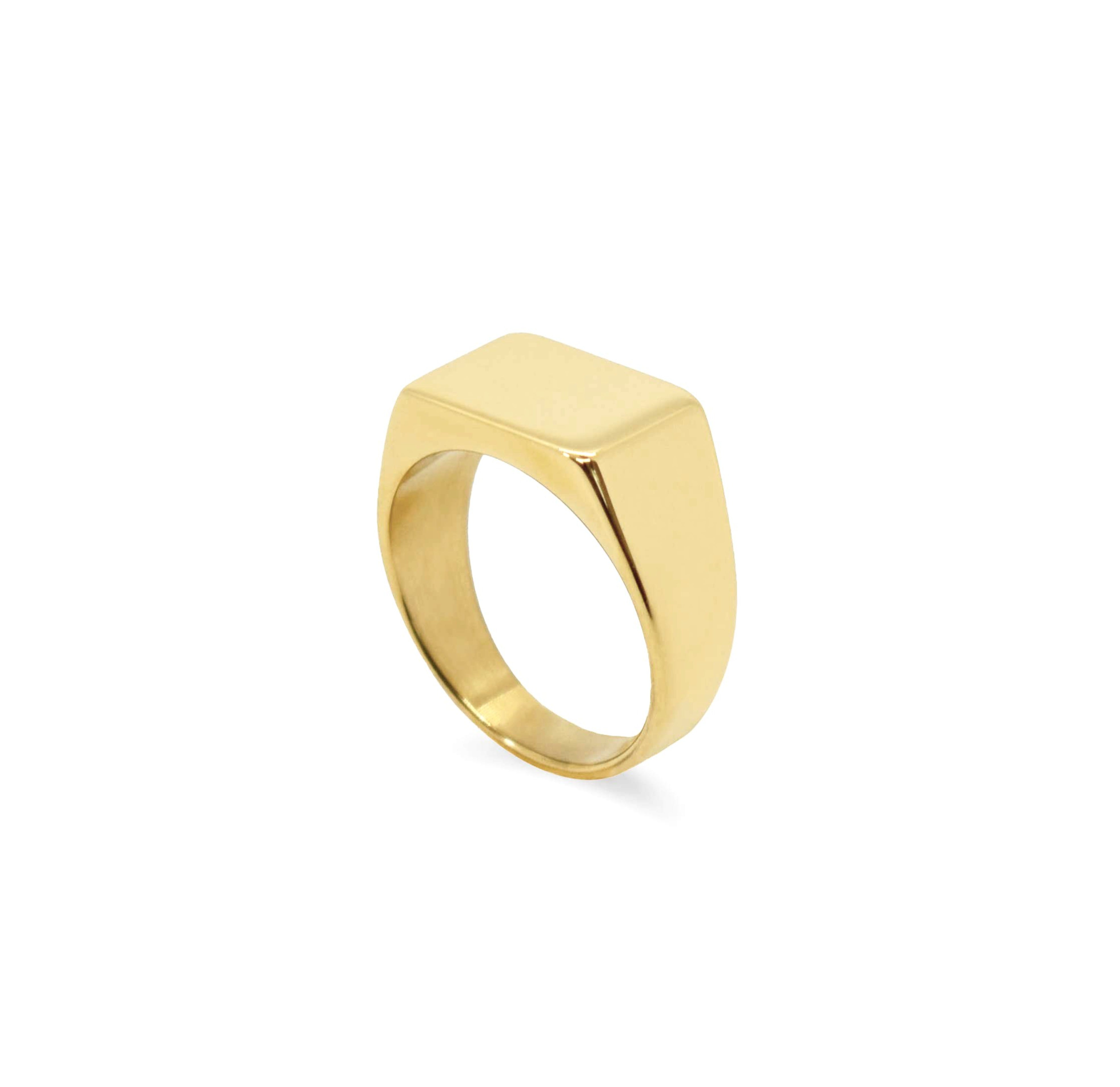 Frankie gold square signet ring, waterproof jewelry