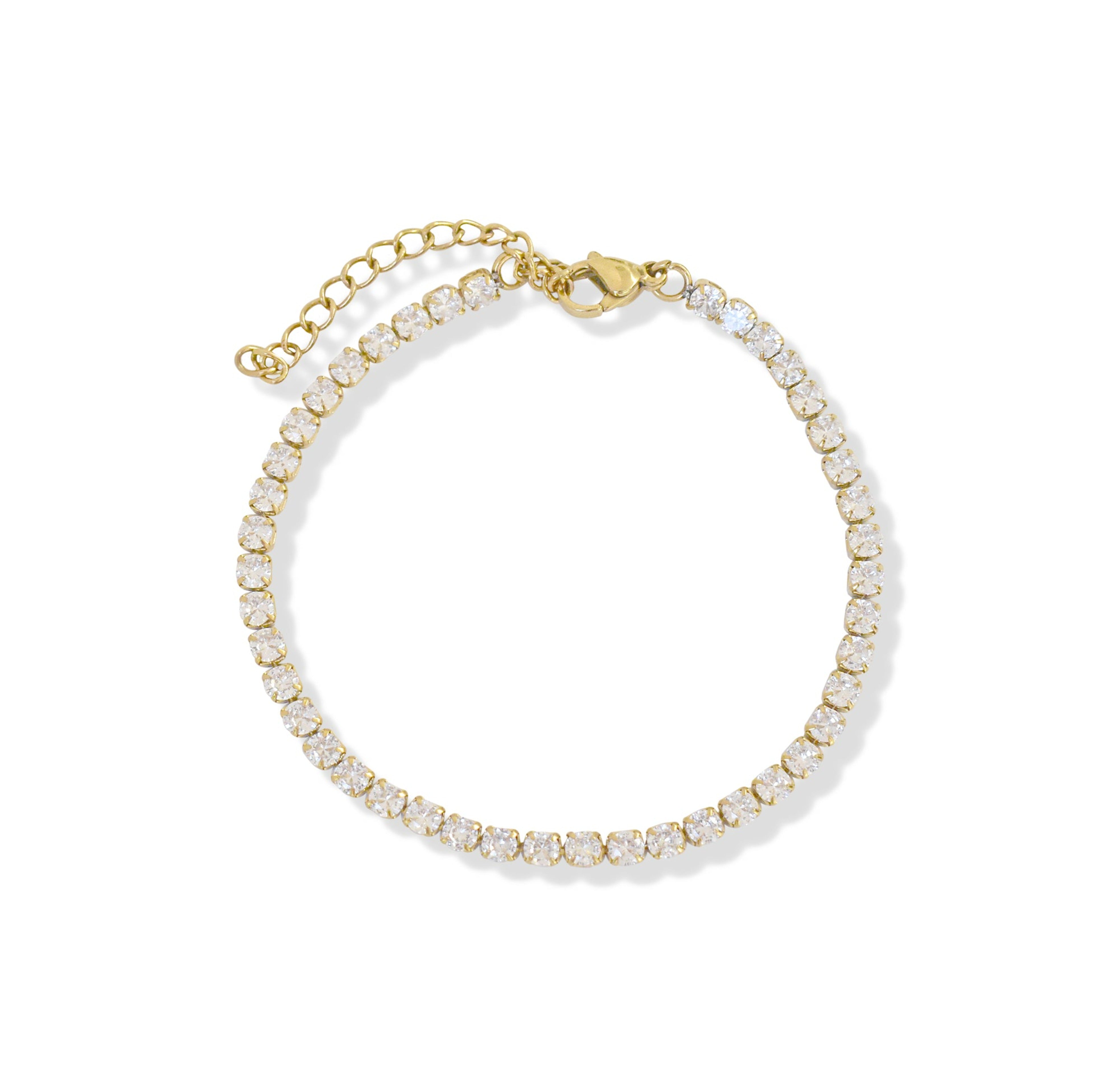 dainty gold tennis bracelet waterproof jewelry