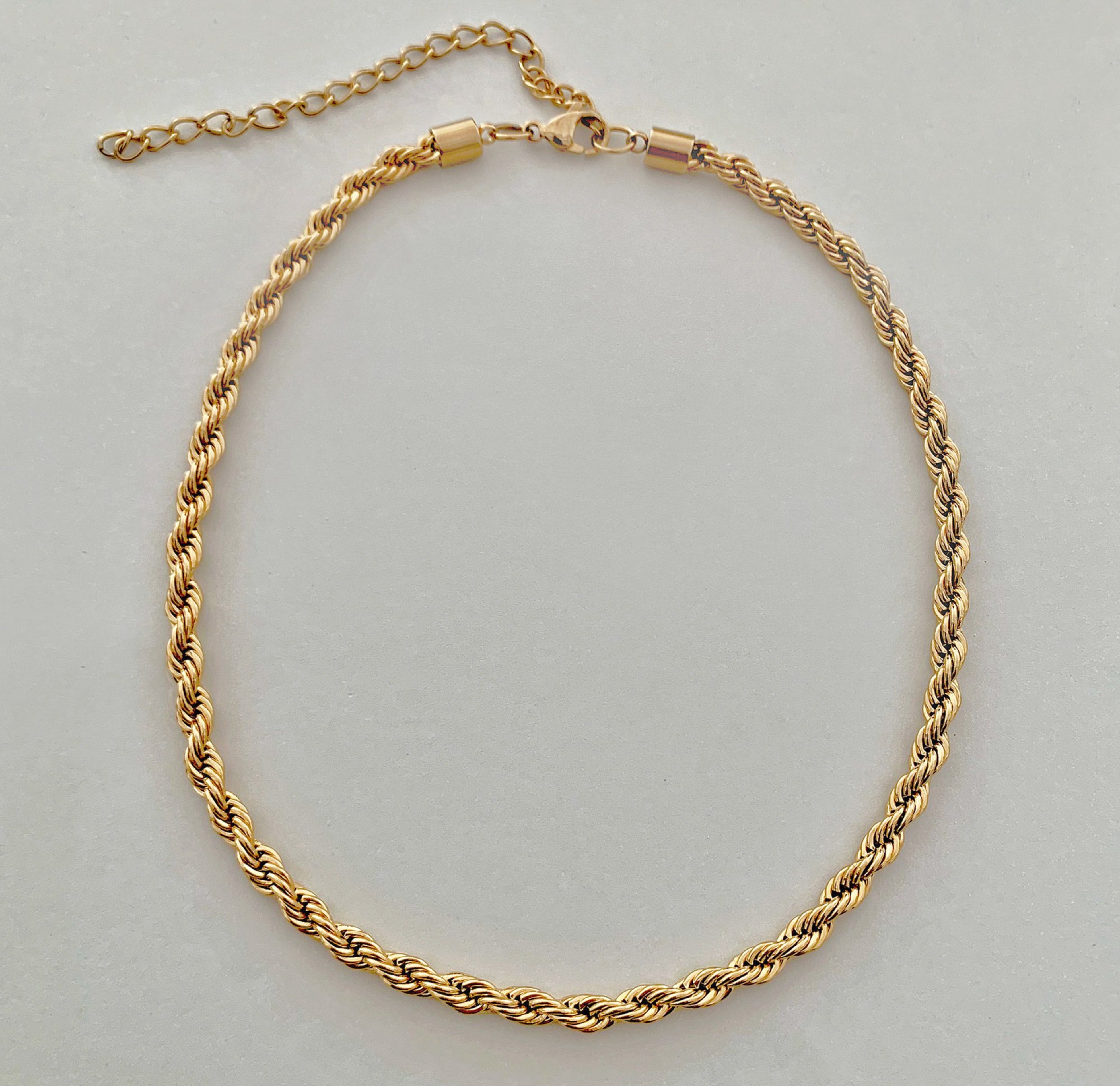 gold adjustable rope chain necklace