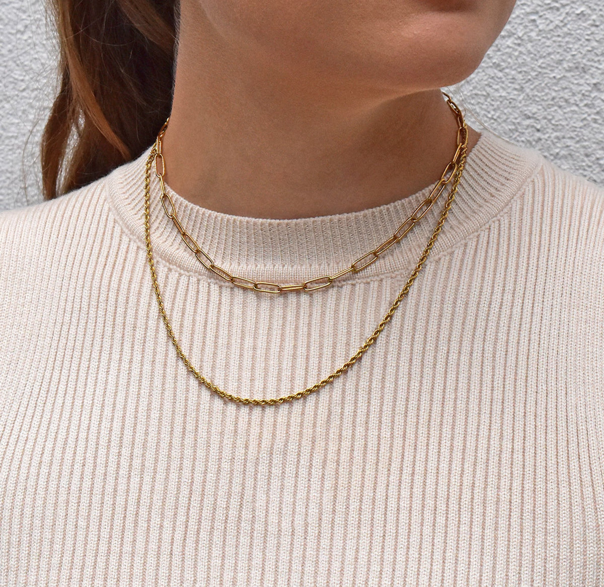 gold dainty chains necklace