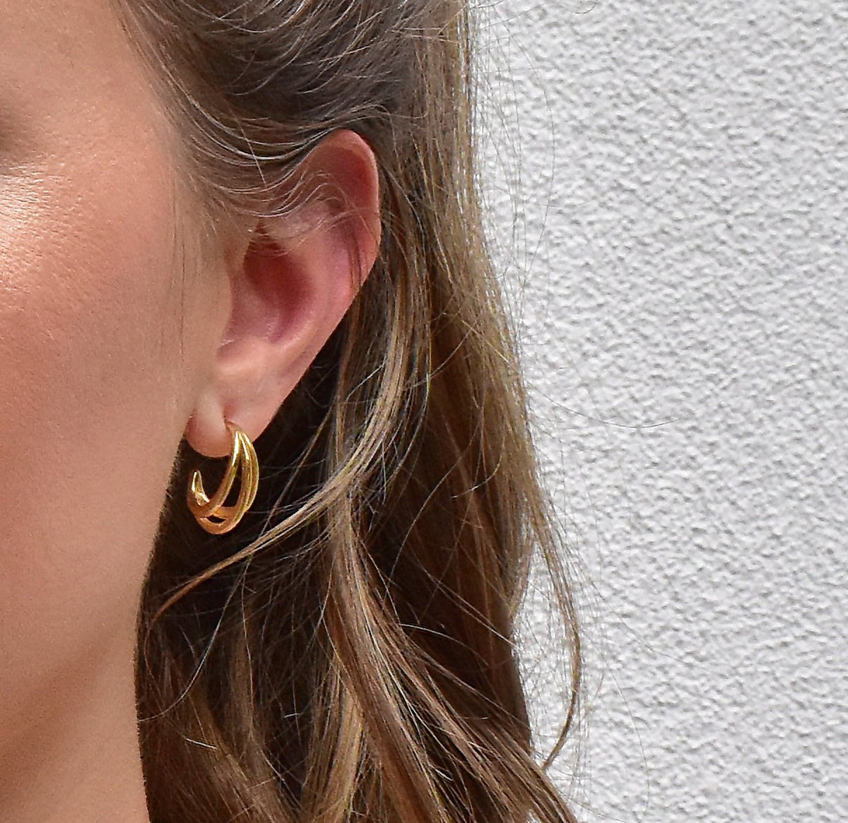 gold triple mini hoop earrings waterproof