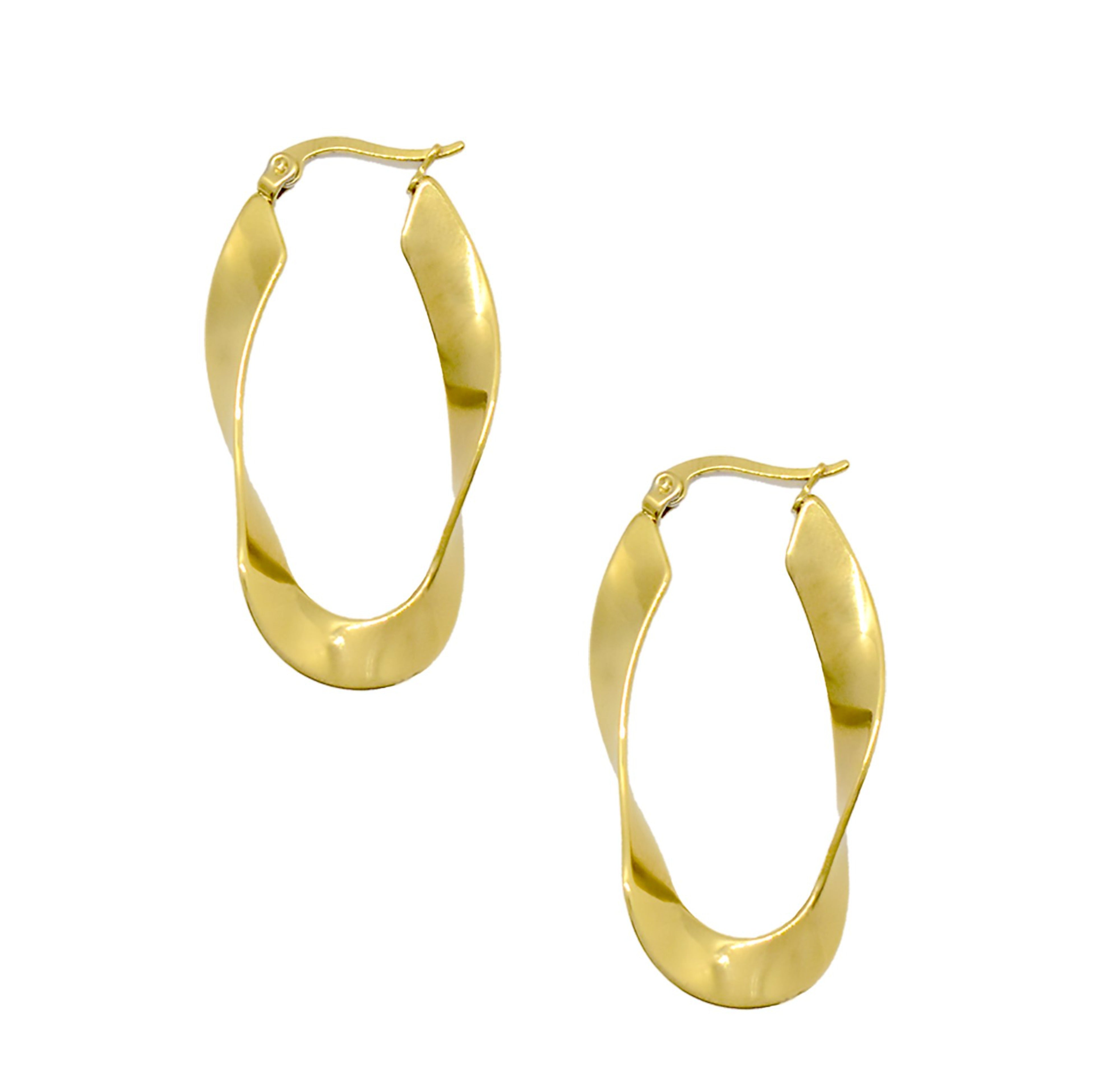 gold twist oval earrings
