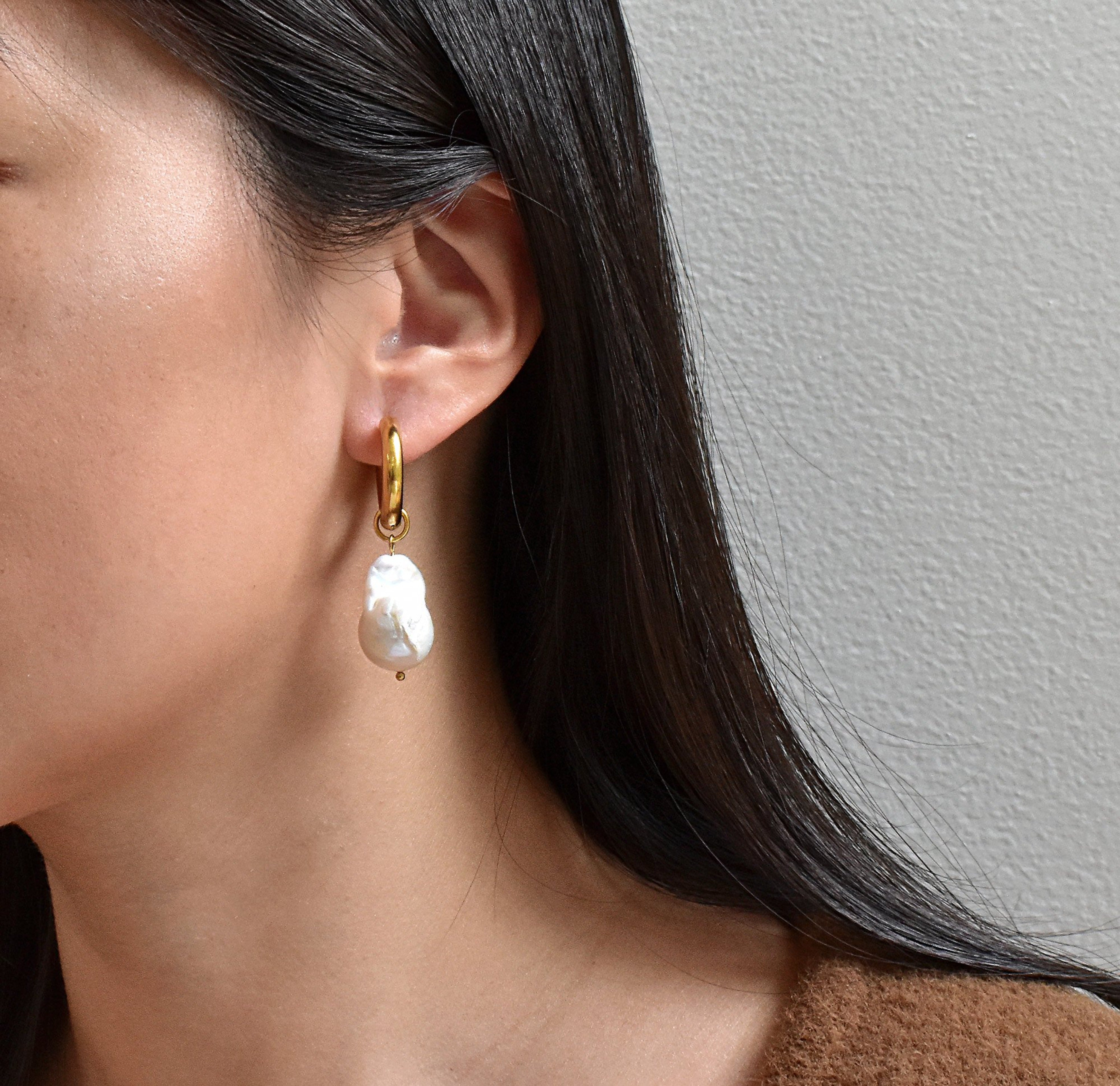 jumbo baroque pearl earrings