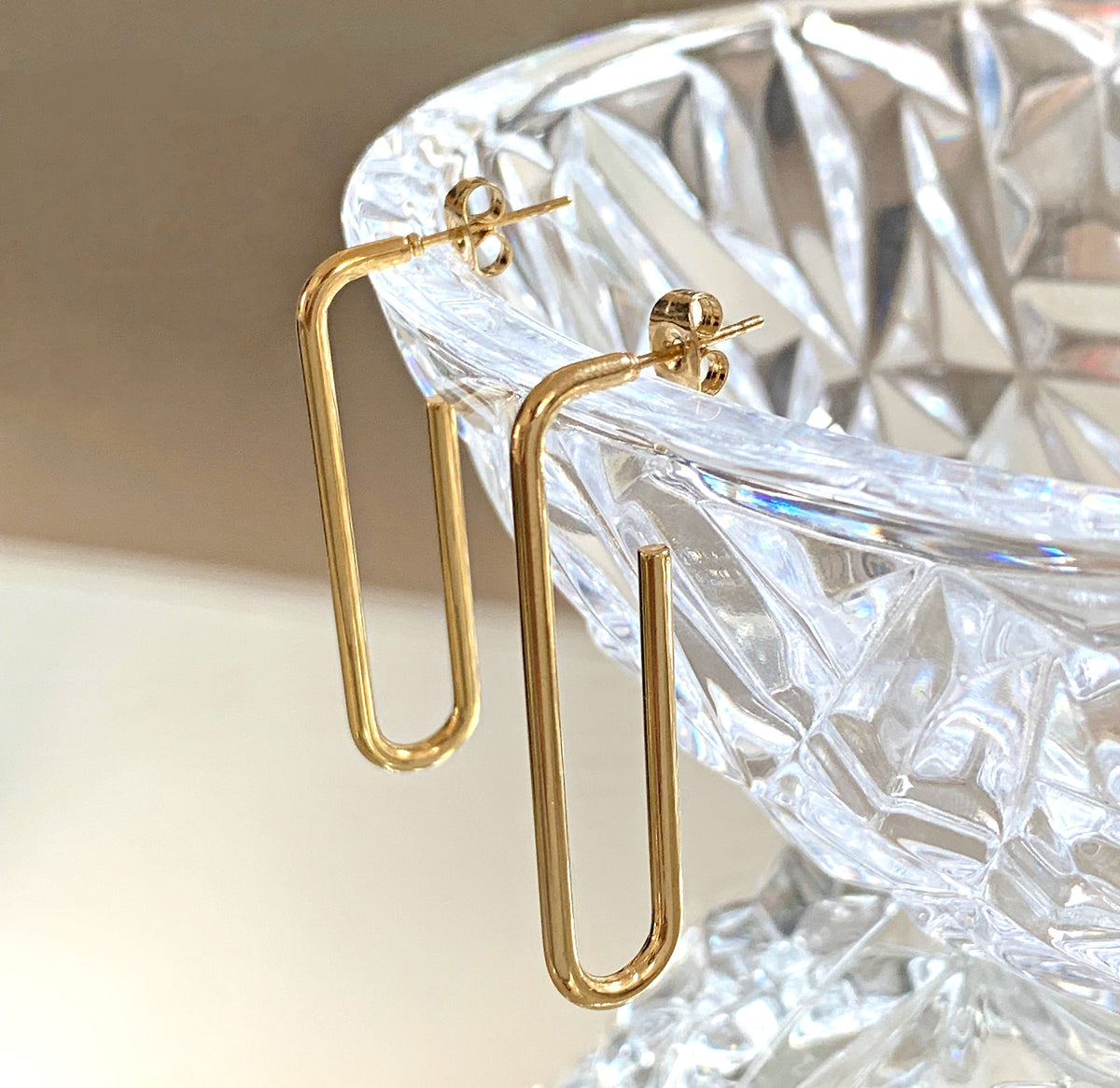 gold paperclip earrings waterproof jewelry
