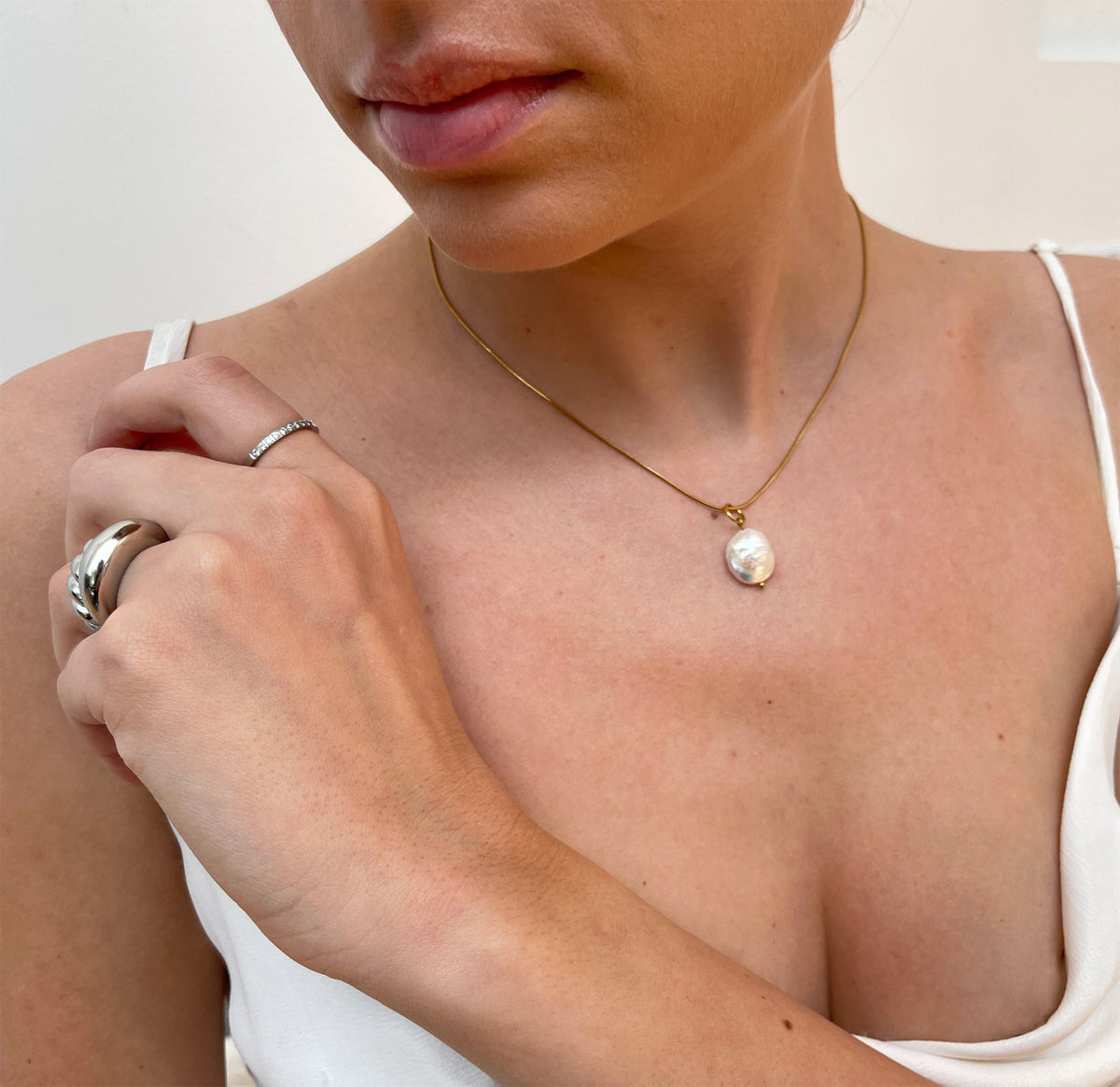 pearl pendant necklace tarnish free jewelry