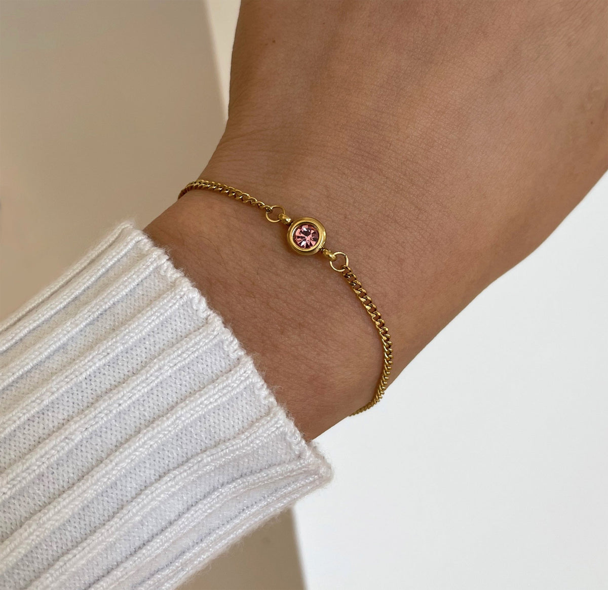 pink gold birthstone bracelet