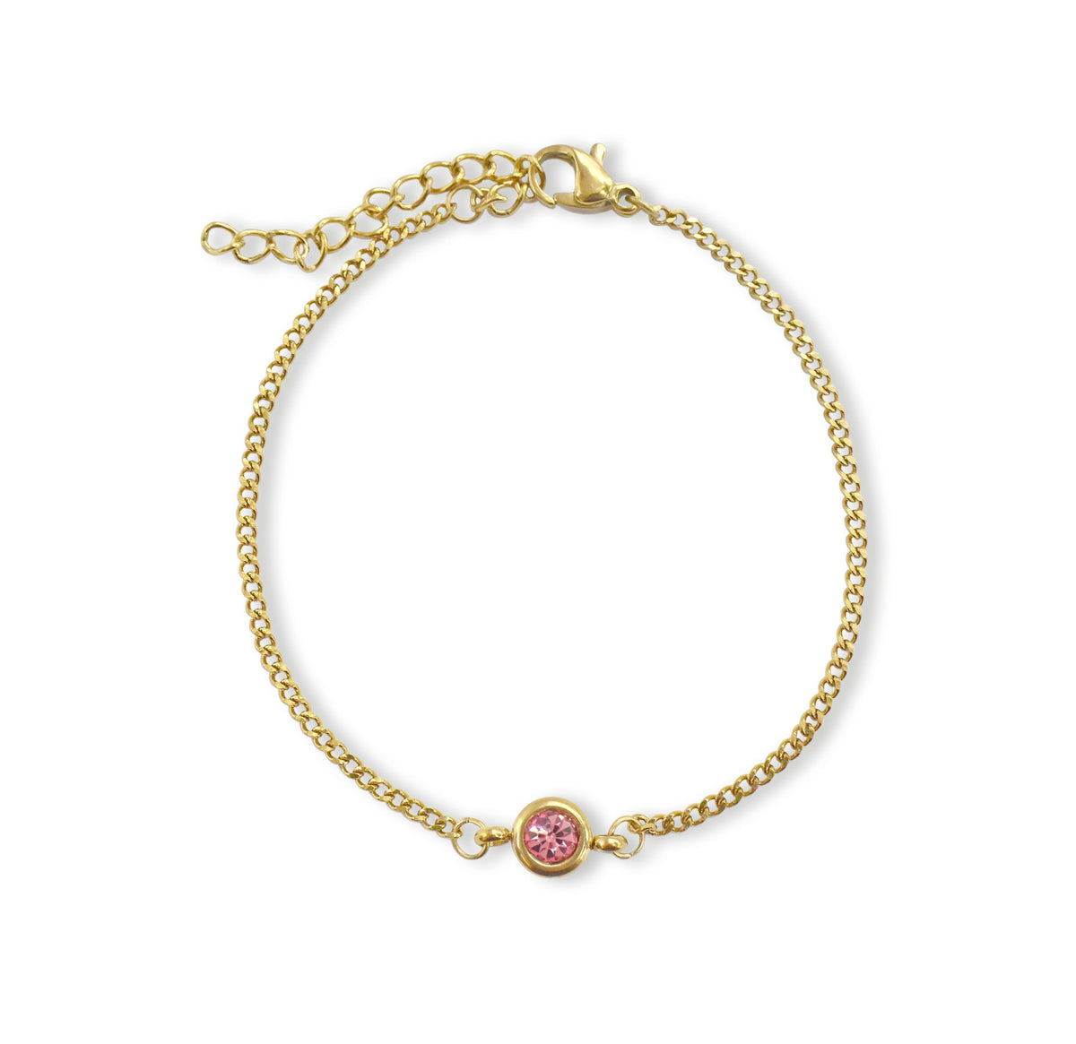 pink tourmaline birthstone bracelet