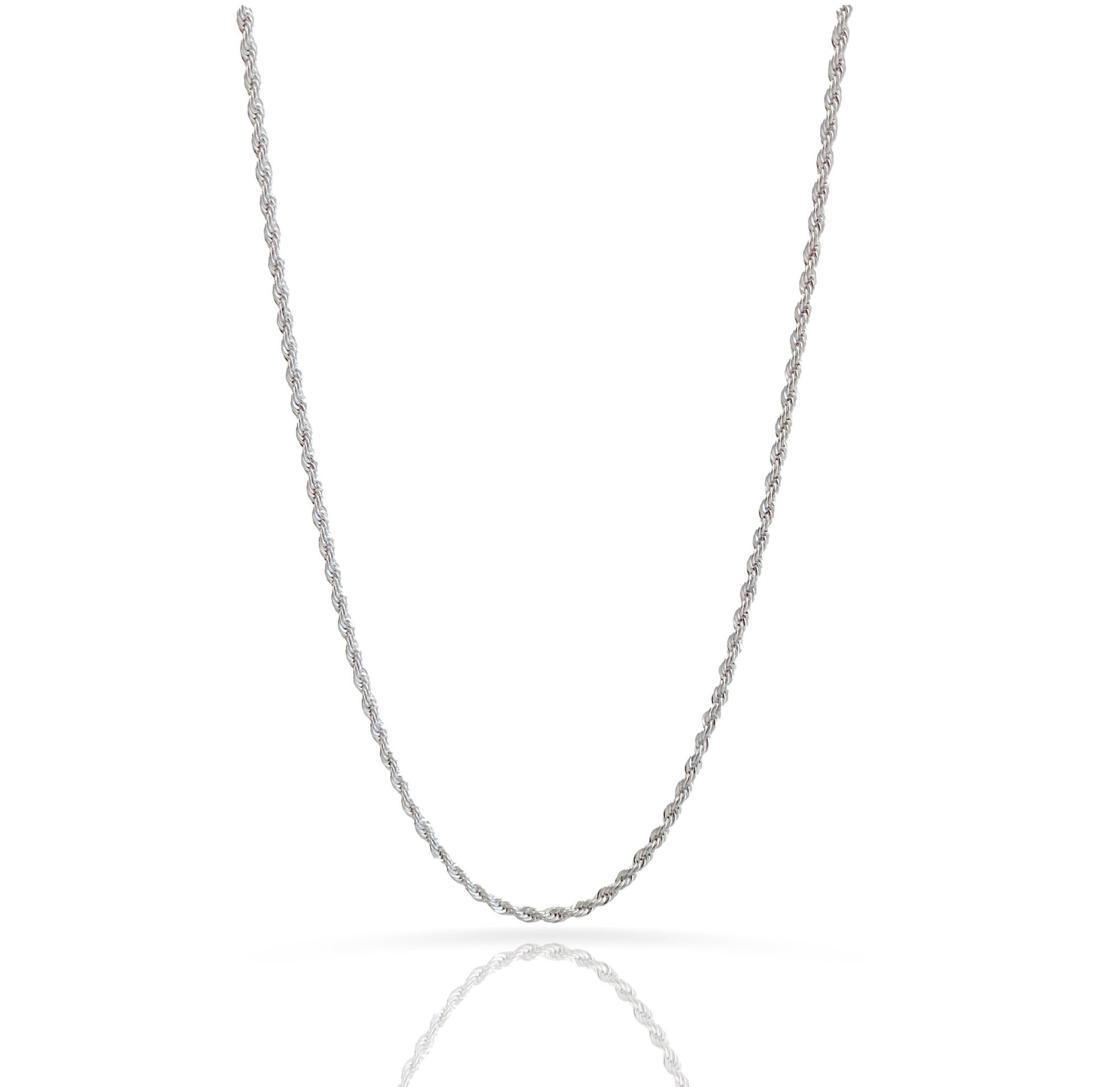 dainty silver rope chain necklace