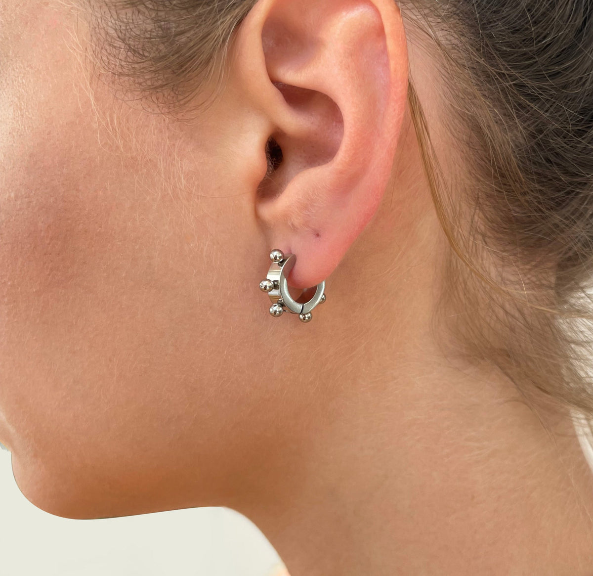 silver huggie hoop earrings waterproof jewelry