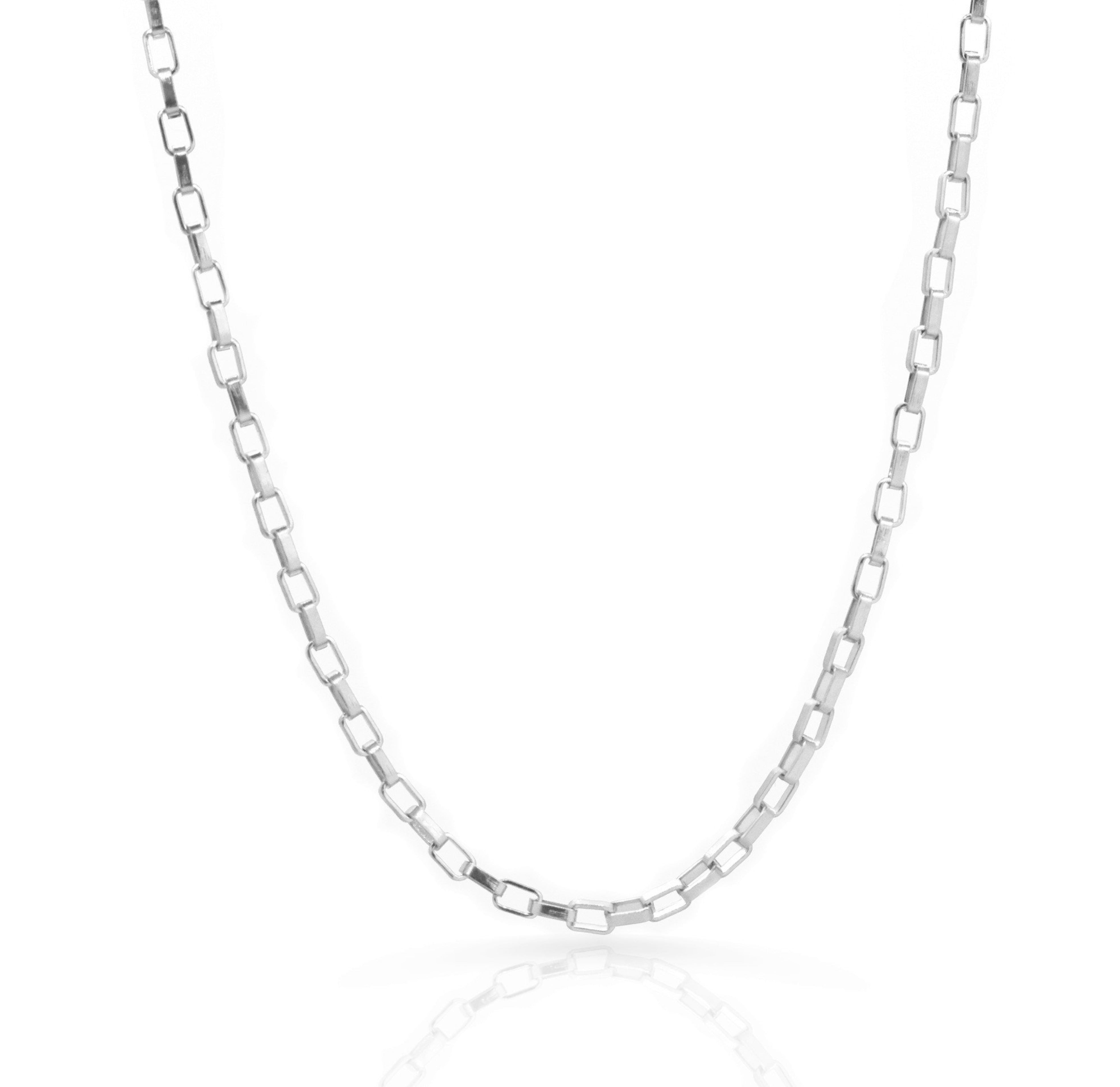 dainty silver box chain necklace