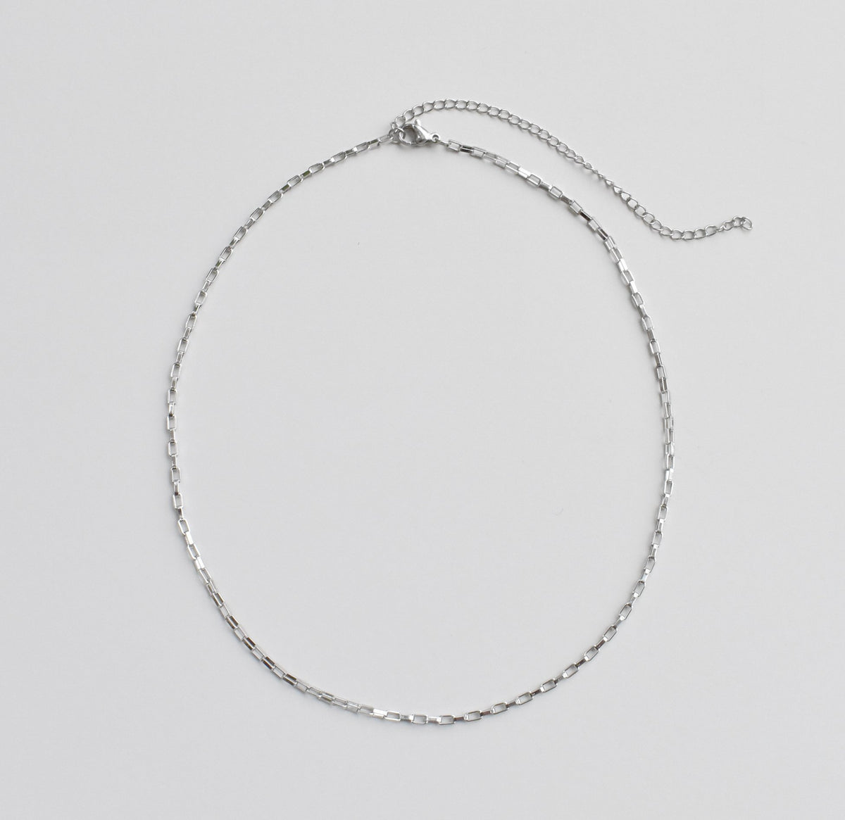 silver box chain necklace adjustable waterproof silver jewelry