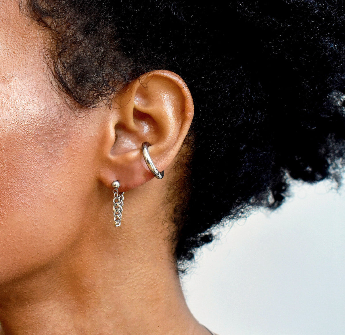 silver chain earring waterproof jewelry