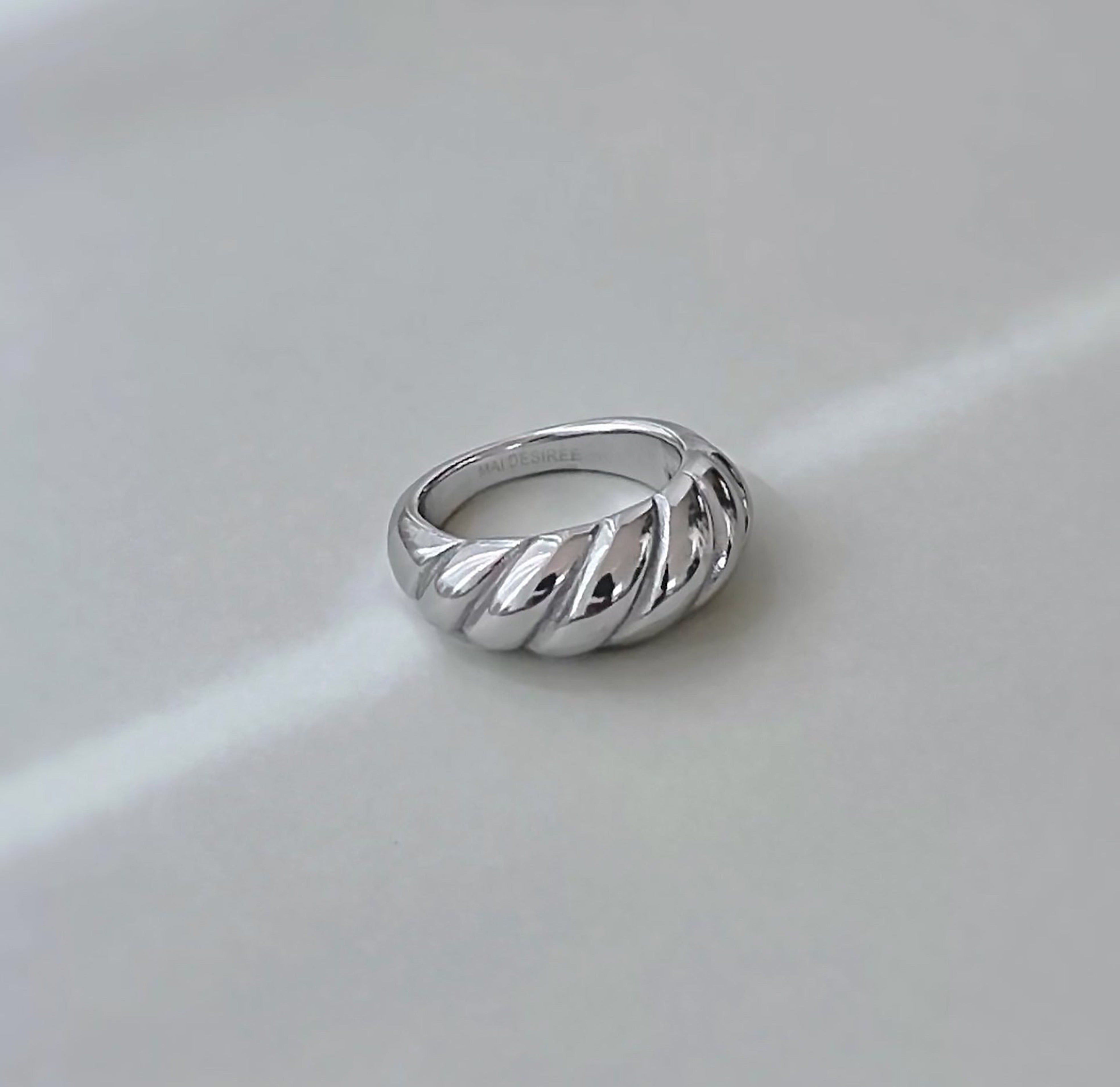 Silver classic croissant ring. Waterproof rings