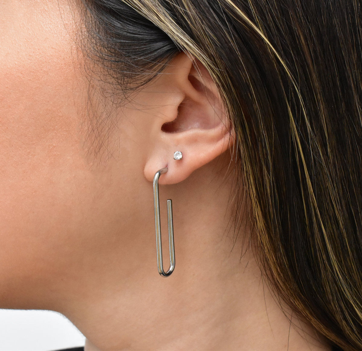 silver paper clip earrings