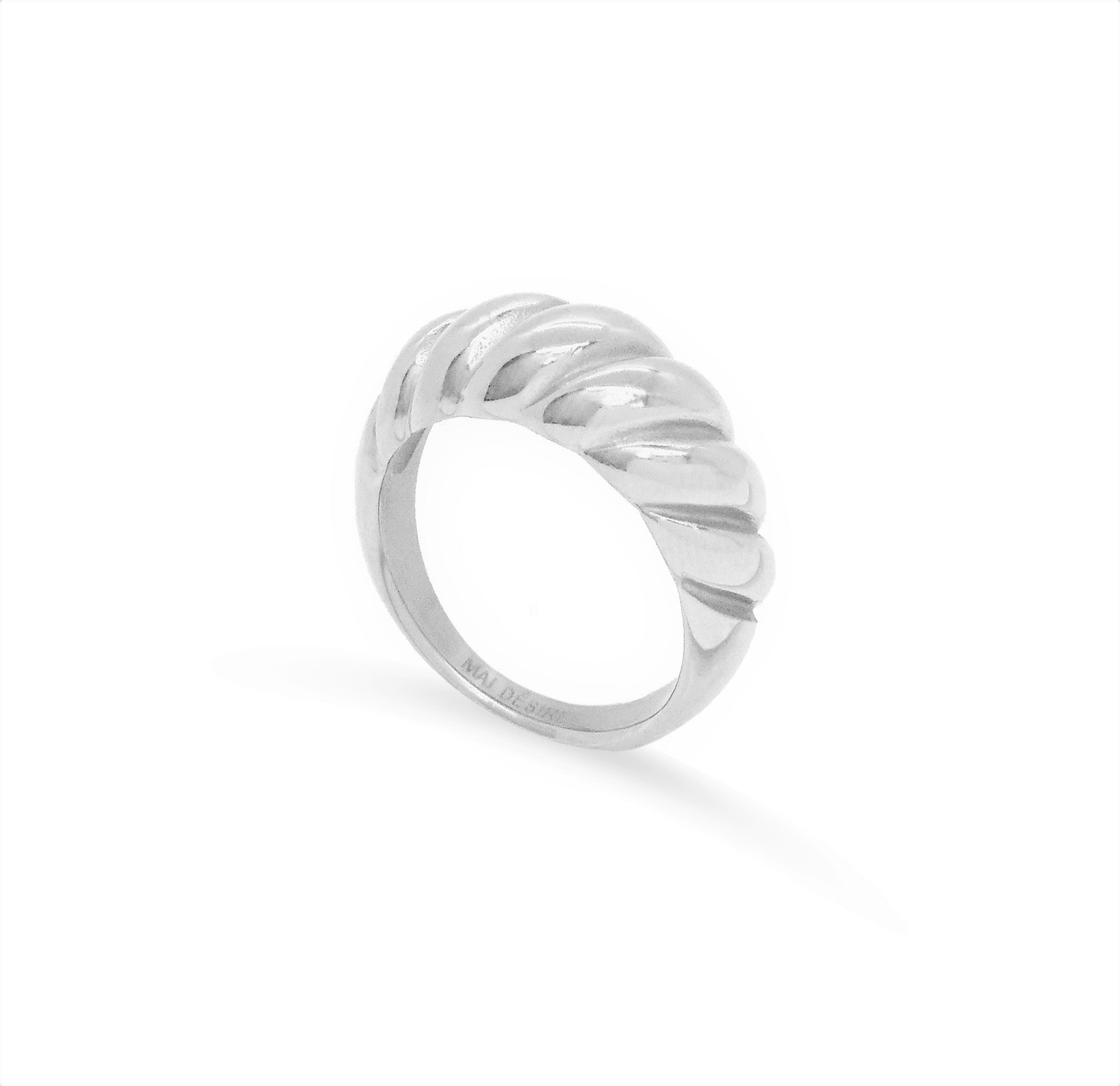Silver classic croissant ring. Waterproof rings