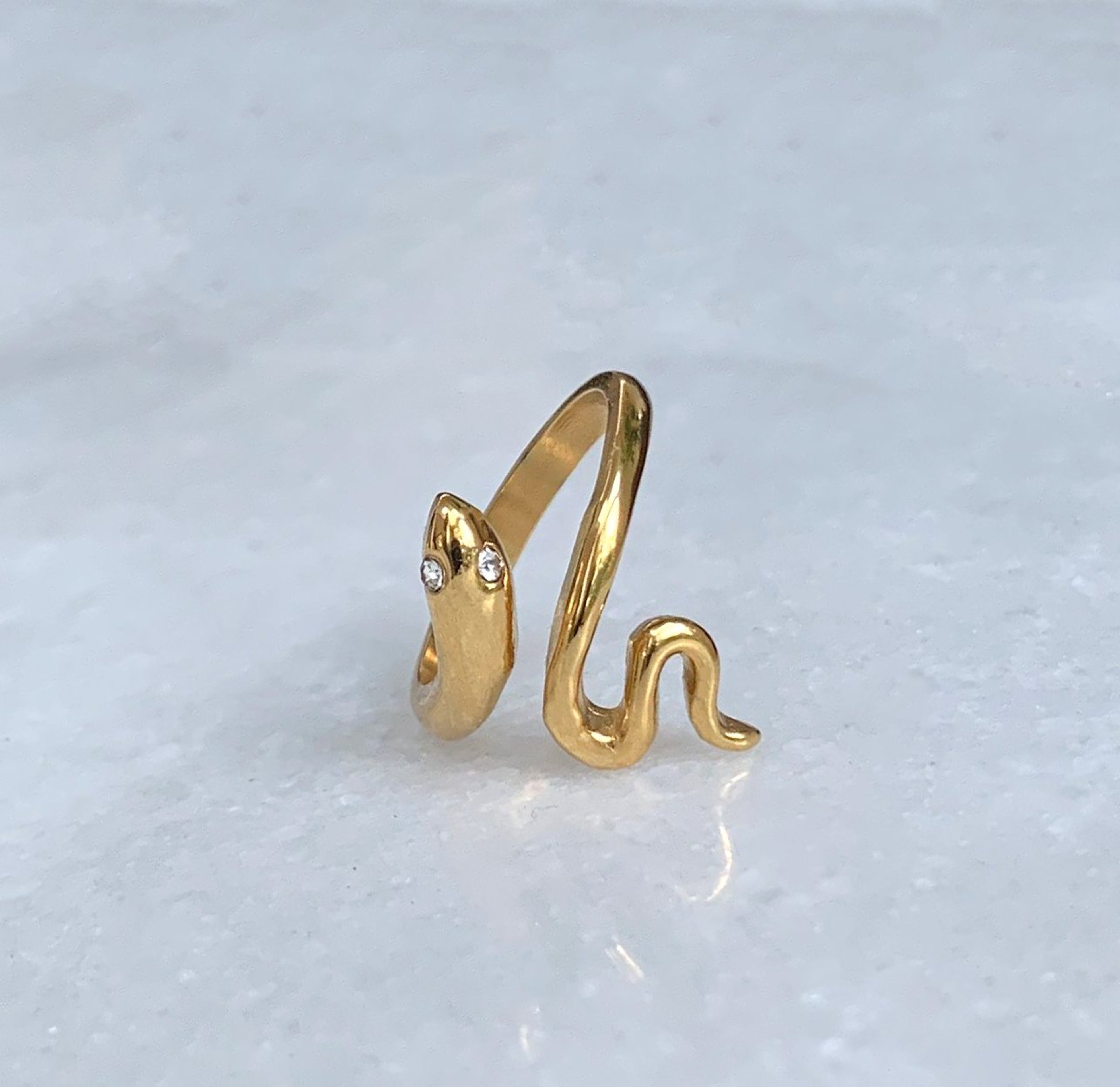gold snake ring waterproof jewelry 