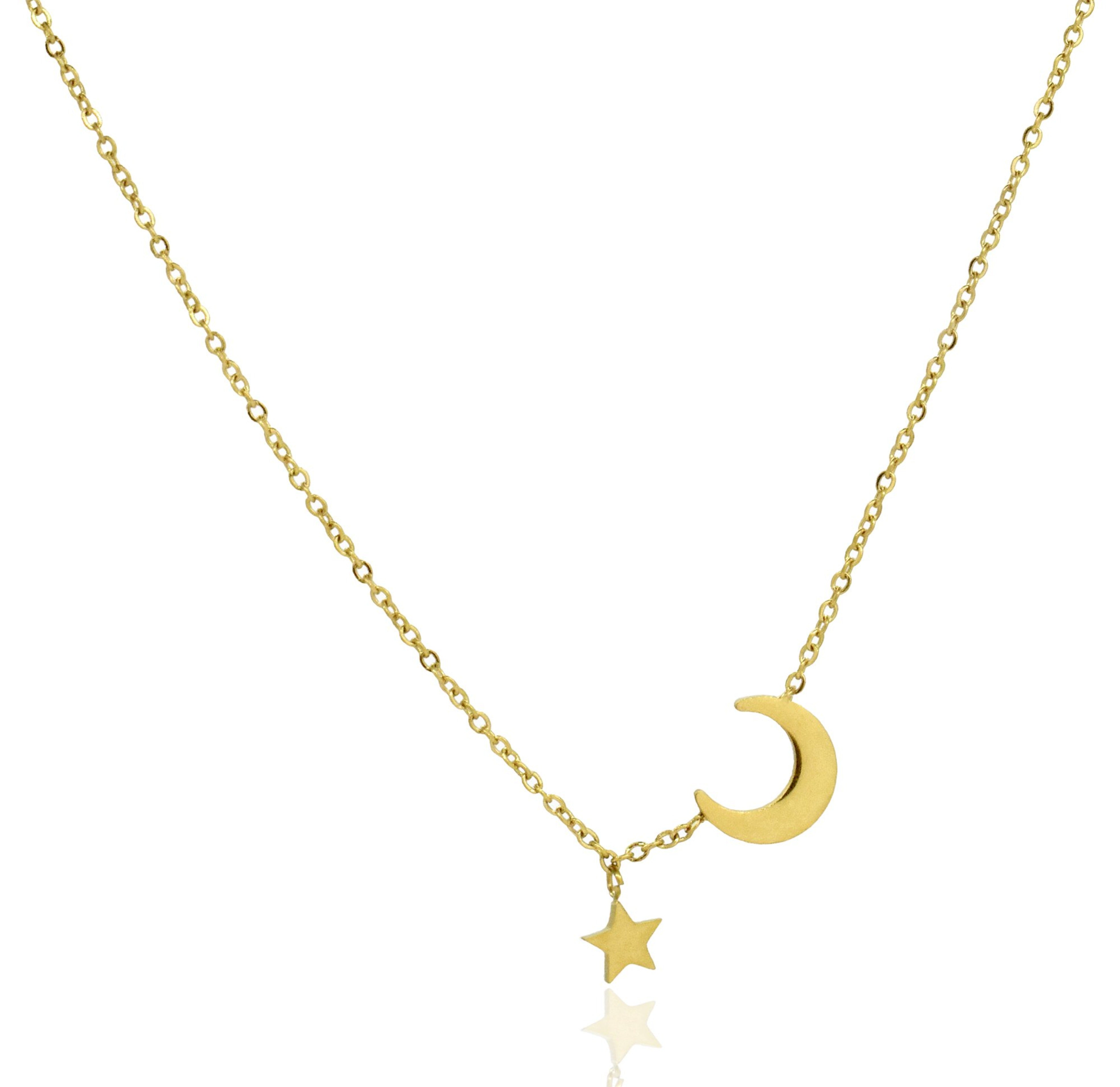 dainty star moon necklace