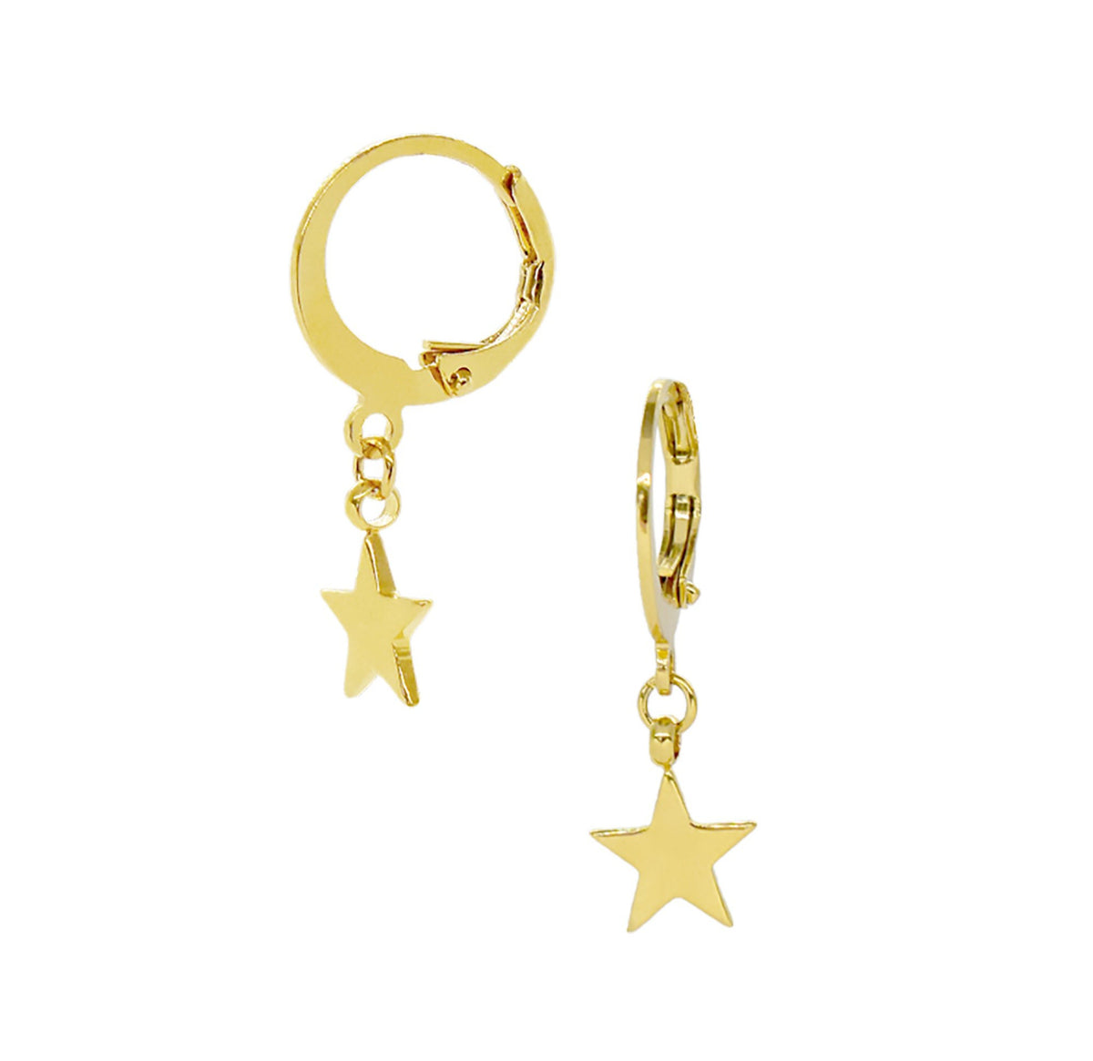 gold star huggie earring