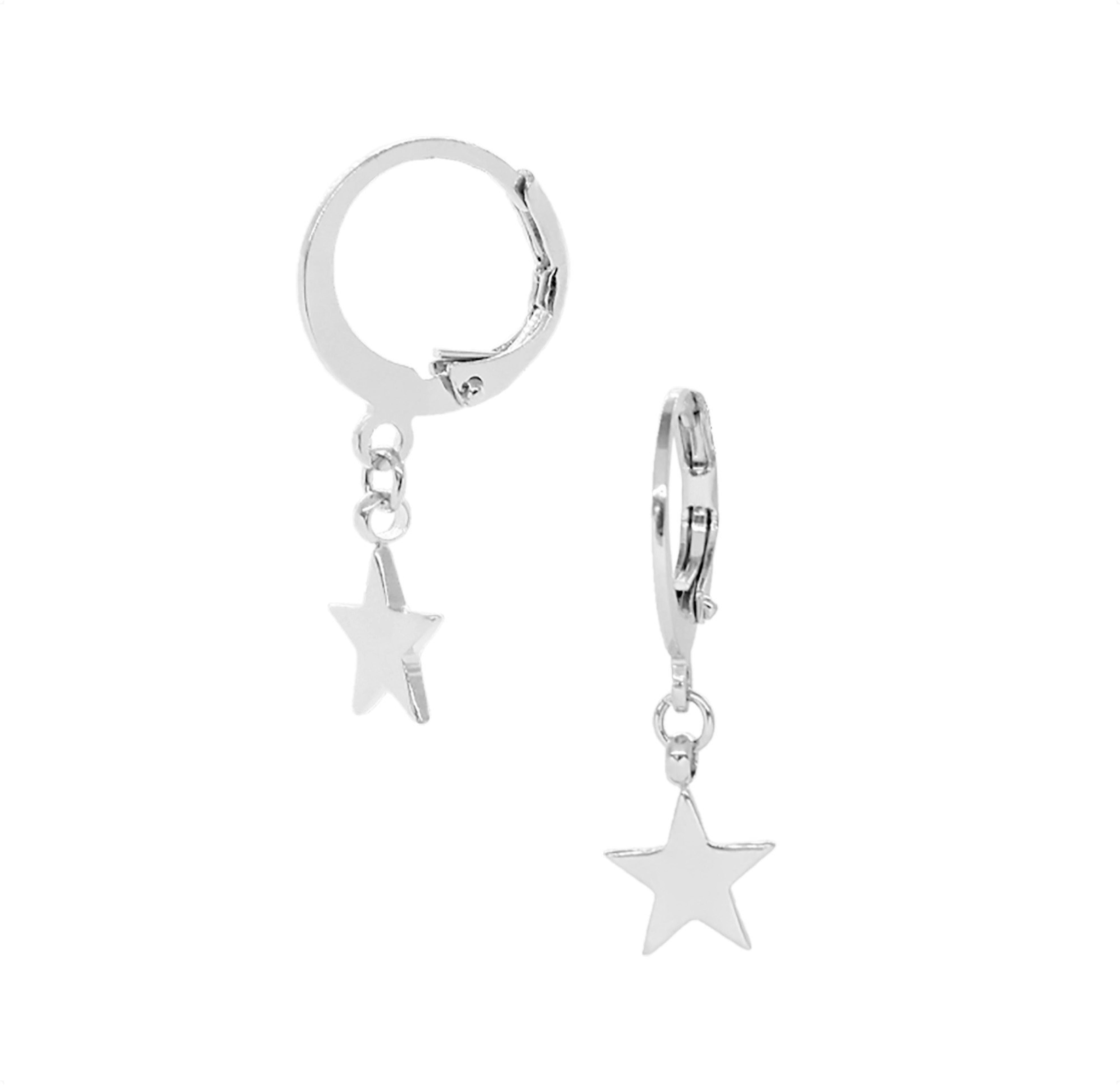 silver star huggie earrings