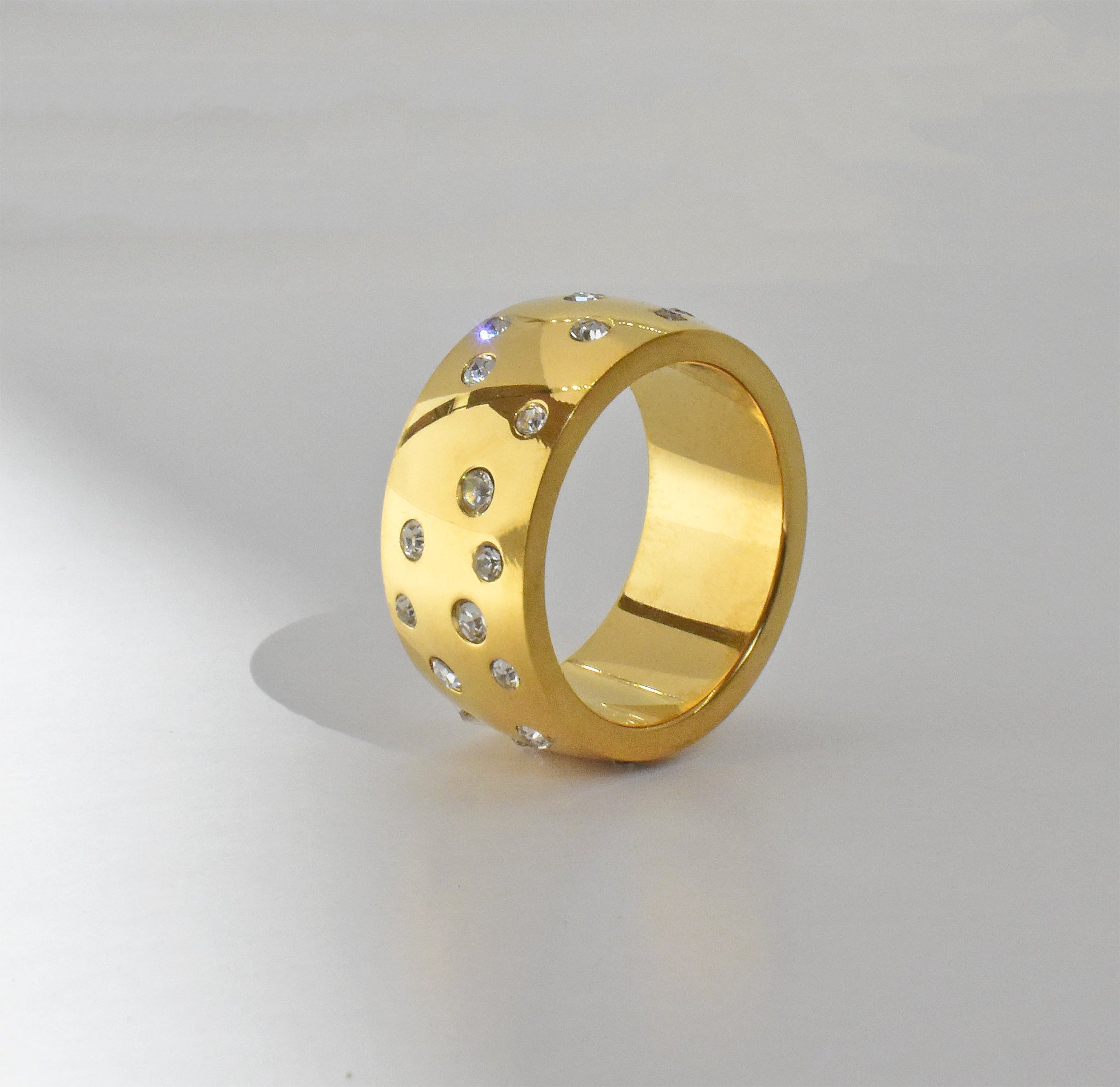 thick gold pave ring waterproof jewelry