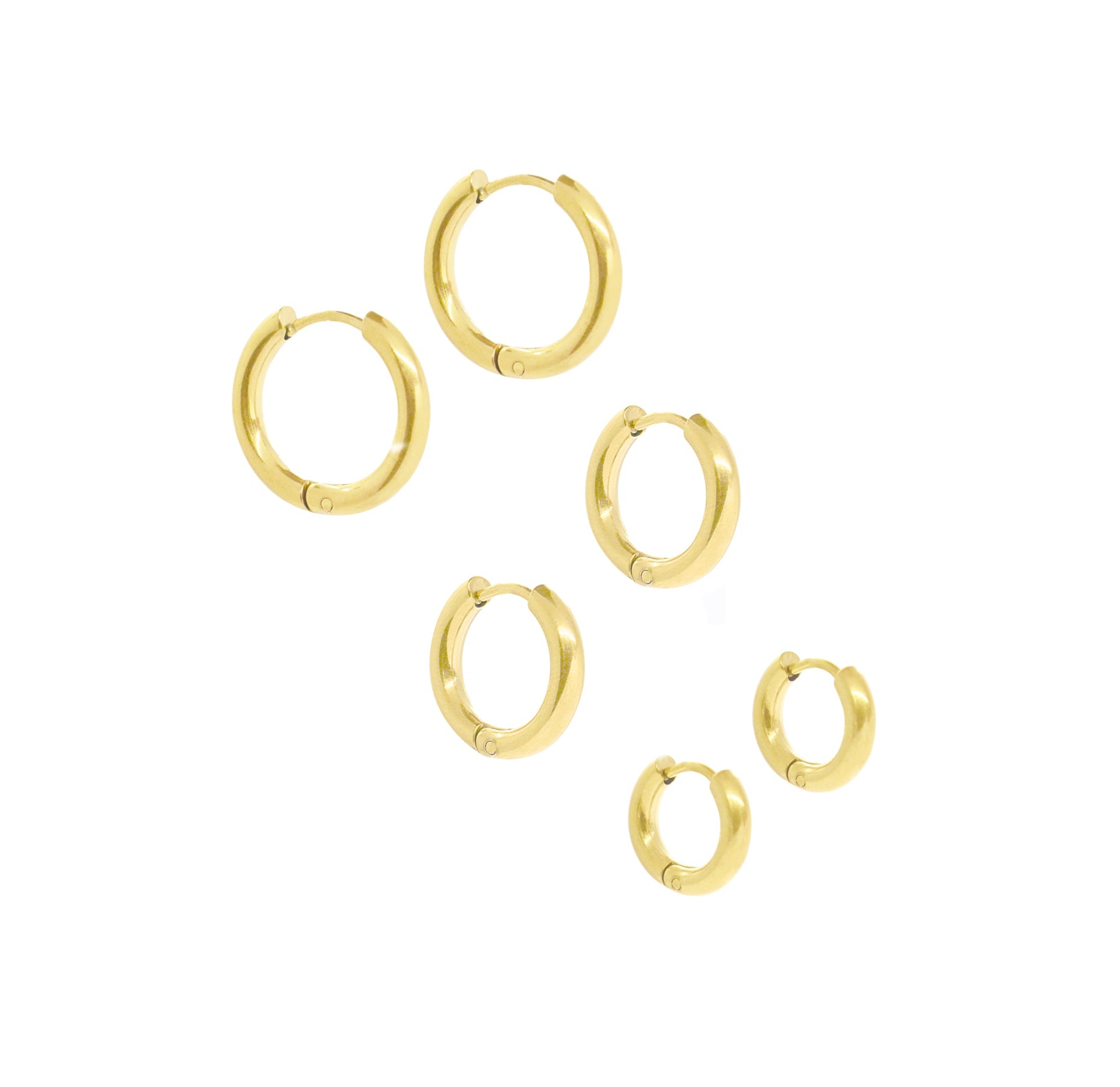 gold huggie hoop earrings waterproof jewelry
