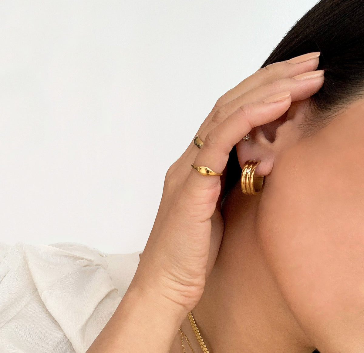 ridge gold hoop earrings waterproof jewelry