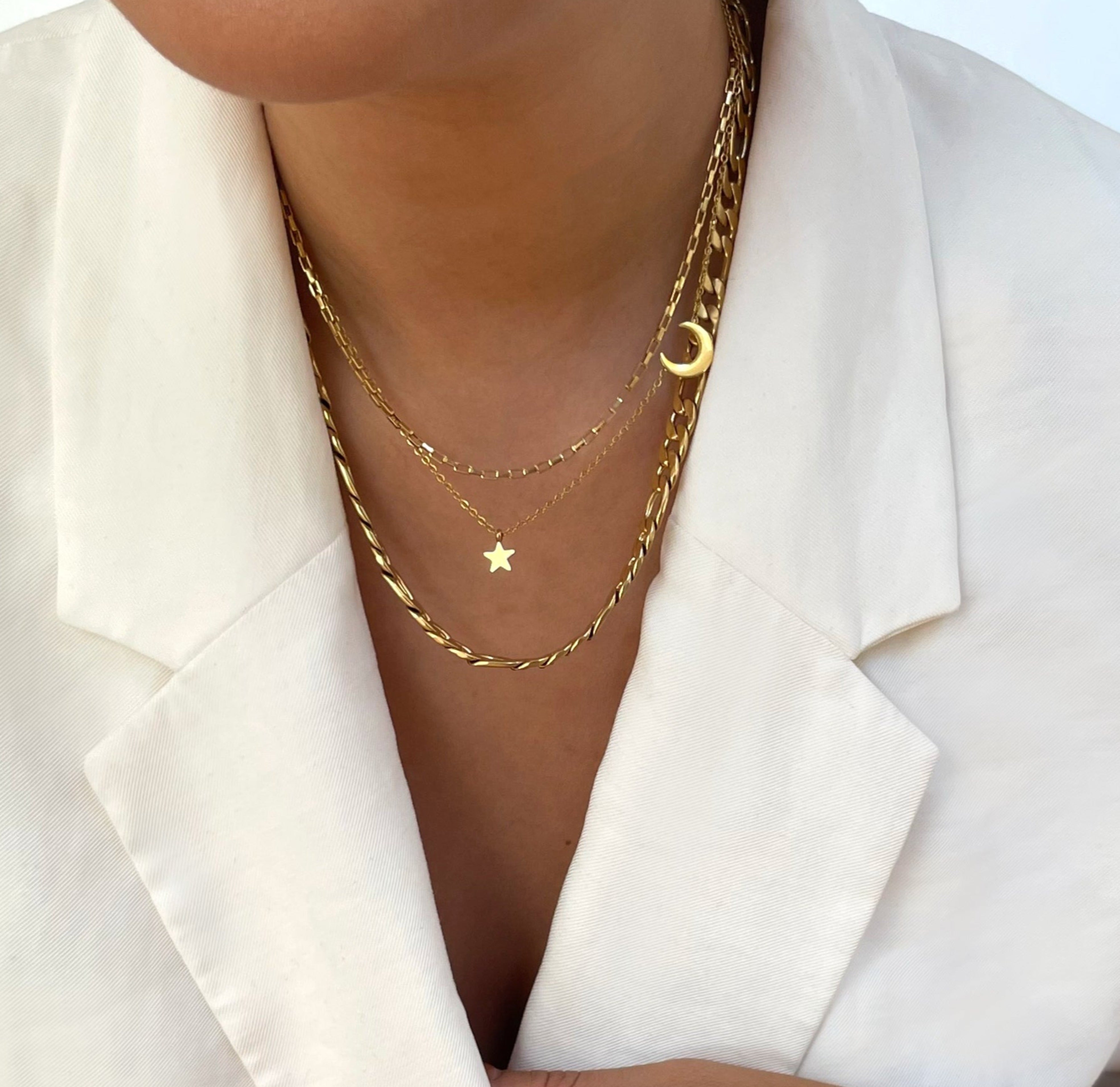 gold dainty chain necklaces waterproof jewelry