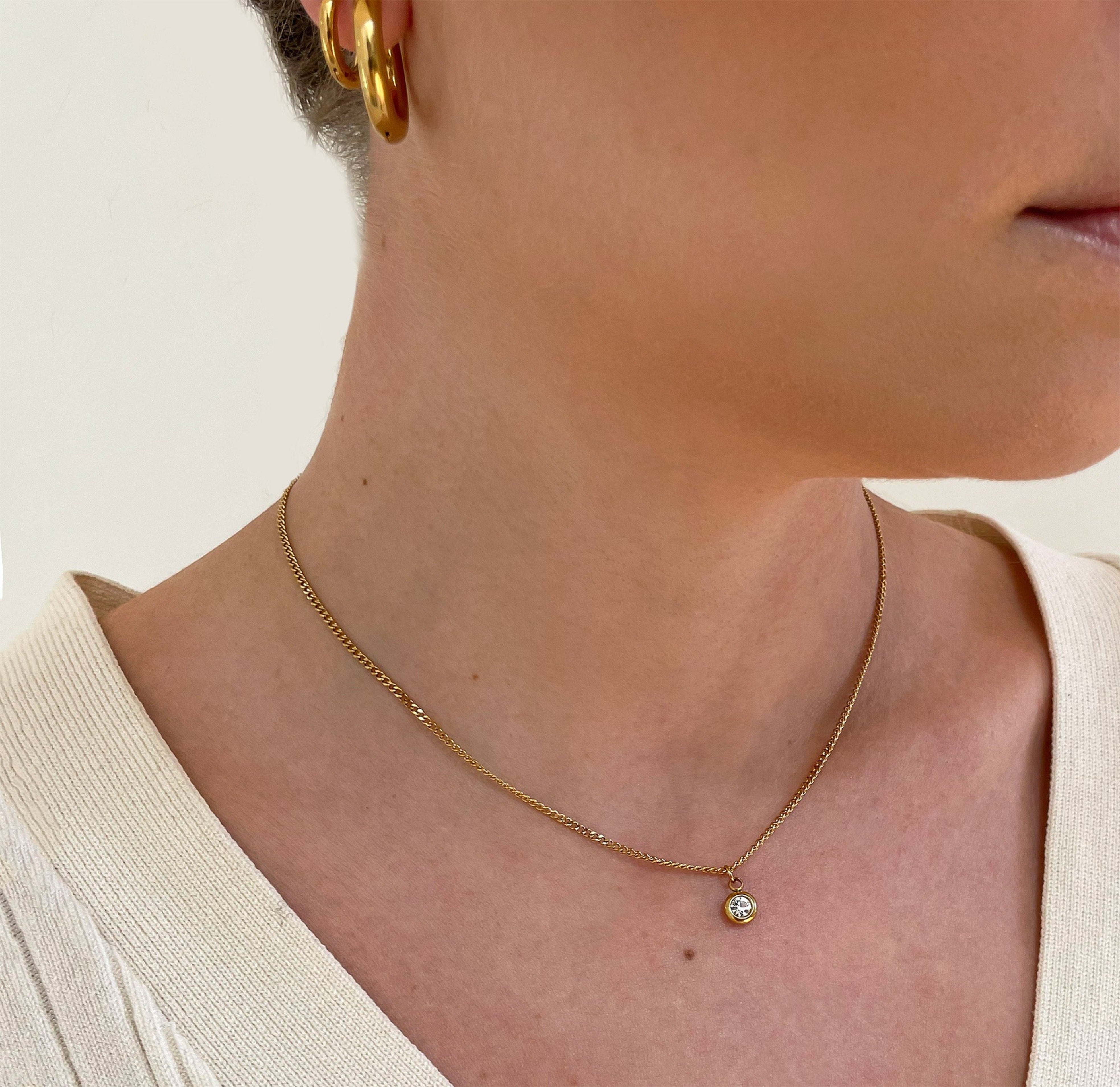 dainty gold chain water resistant jewelry'