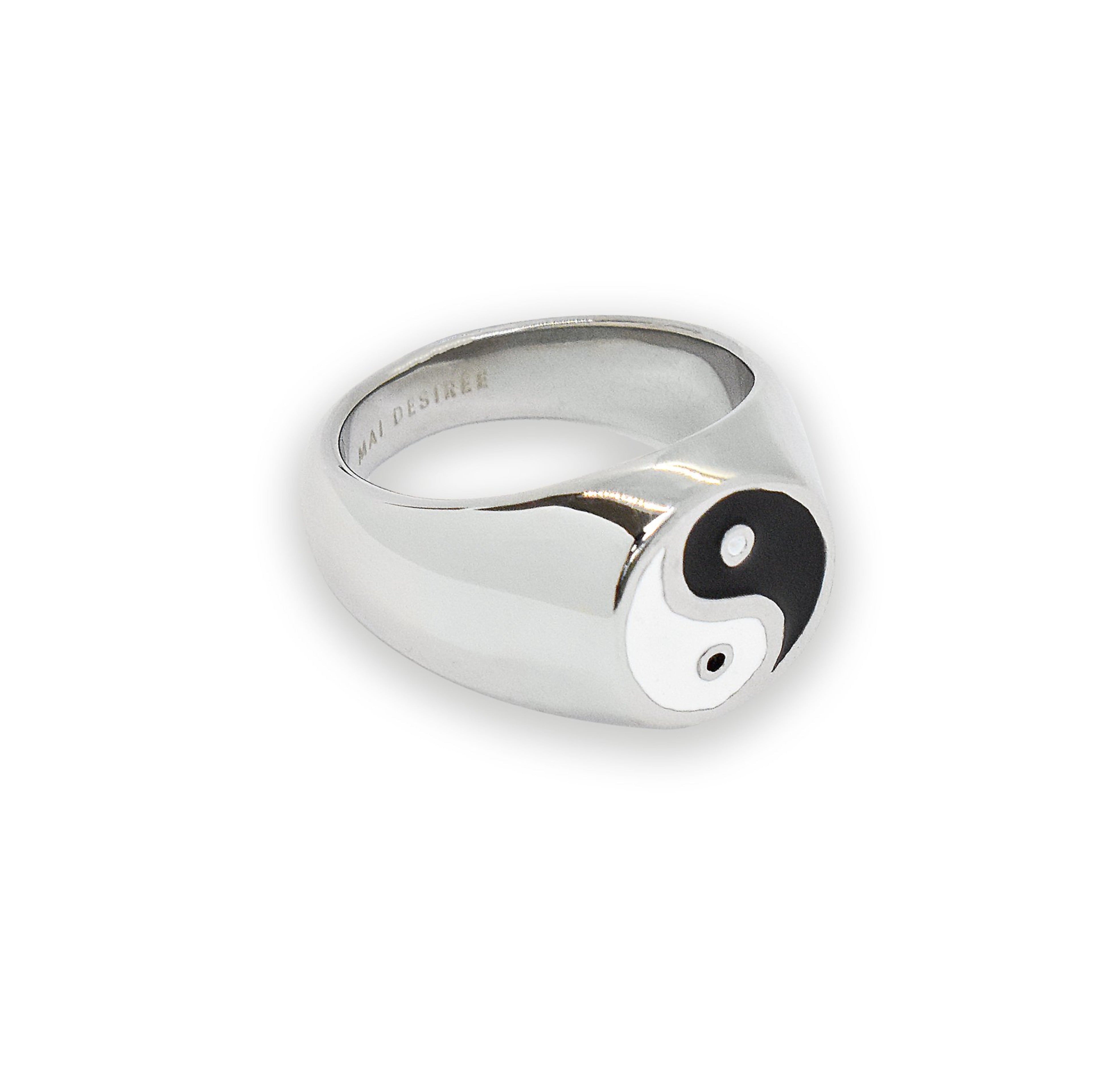 Silver gold signet yin yang ring waterproof
